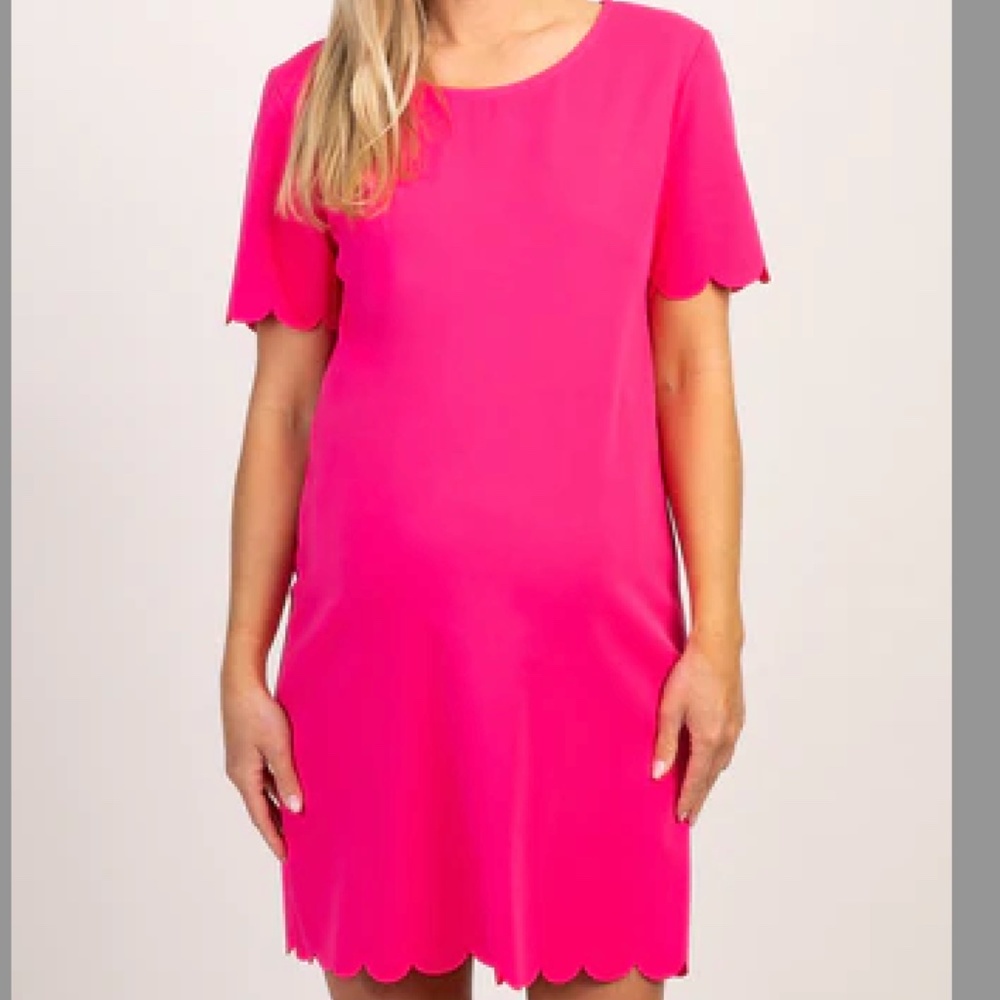 Pinkblush Fuchsia Short Sleeve Scalloped Trim Maternity Dress Size Medium
